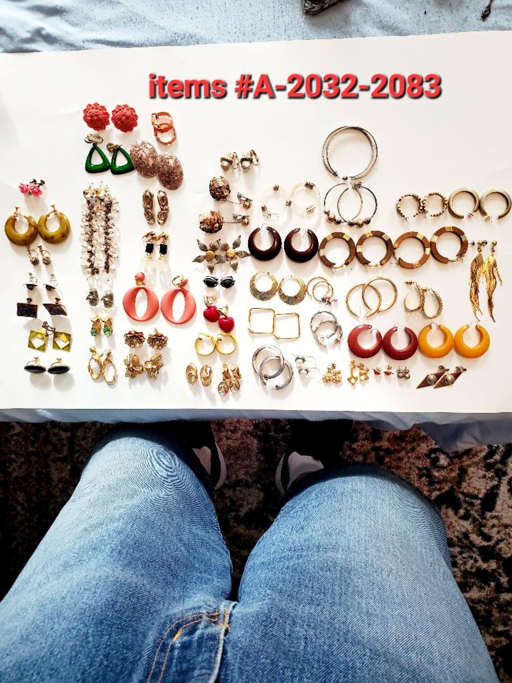 52 Pair of Earrings, items # A-2032-2083,  wt. 450 grams.